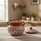 Talavera Frijolero Bean Pot with Lid | Fully Glazed Floral Design Talavera Frijolero La Vie Bien Talavera Frijolero Bean Pot with Lid | Fully Glazed Floral Design