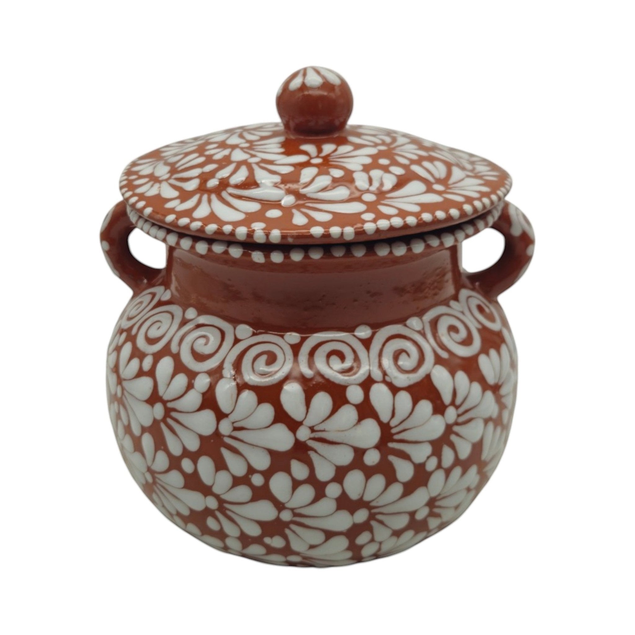 Talavera Frijolero Bean Pot with Lid | Fully Glazed Floral Design Talavera Frijolero La Vie Bien Talavera Frijolero Bean Pot with Lid | Fully Glazed Floral Design