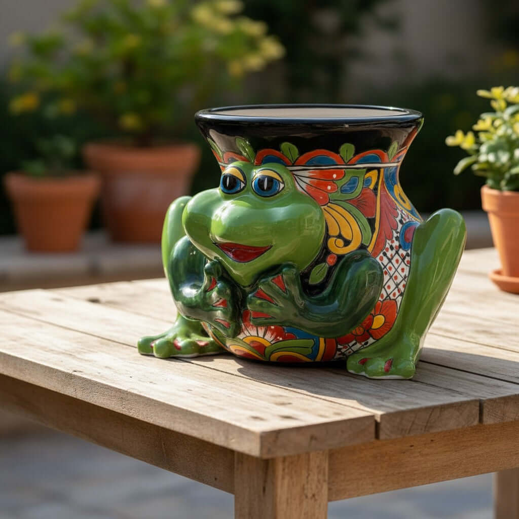 Talavera Frog Planter | Colorful Hand-Painted Mexican Ceramic Pot Talavera Planter La Vie Bien Talavera Frog Planter | Colorful Hand-Painted Mexican Ceramic Pot