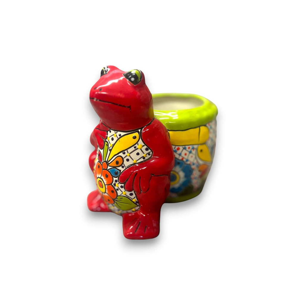 Talavera Frog Planter | Colorful Hand - Painted Mexican Pottery Talavera Planter La Vie Bien Talavera Frog Planter | Colorful Hand - Painted Mexican Pottery