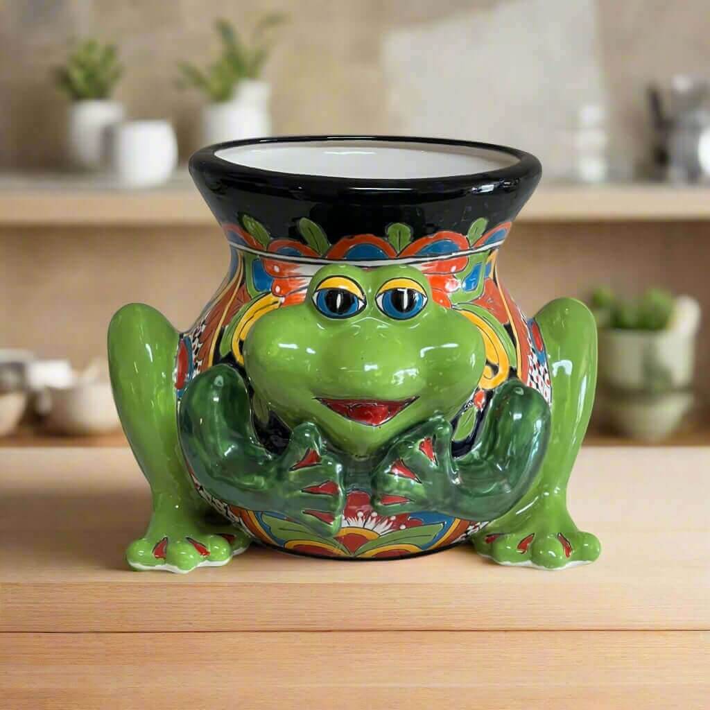 Talavera Frog Planter | Colorful Hand-Painted Mexican Ceramic Pot