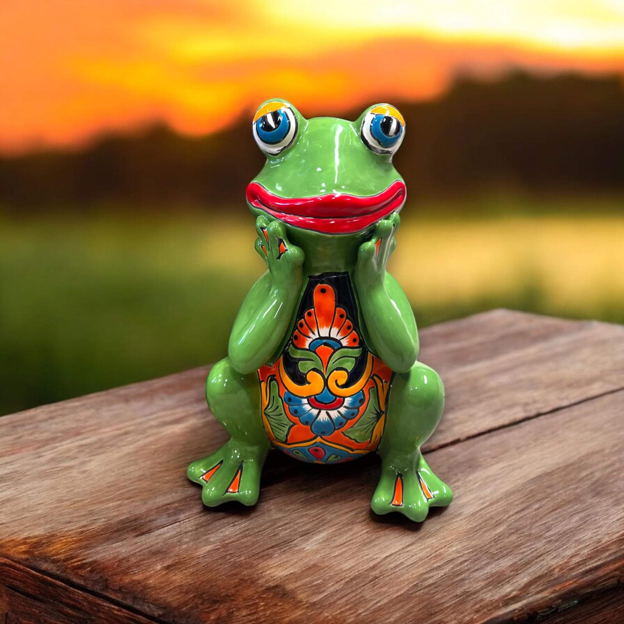 Talavera Frog Statue | Colorful Hand - Painted Mexican Decor Talavera Statue La Vie Bien Talavera Frog Statue | Colorful Hand - Painted Mexican Decor