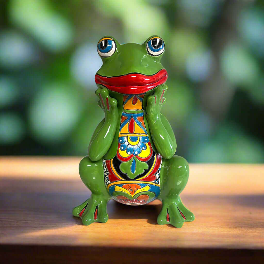 Talavera Frog Statue | Vibrant Hand - Painted Mexican Ceramic Art Talavera Statue La Vie Bien Talavera Frog Statue | Vibrant Hand - Painted Mexican Ceramic Art