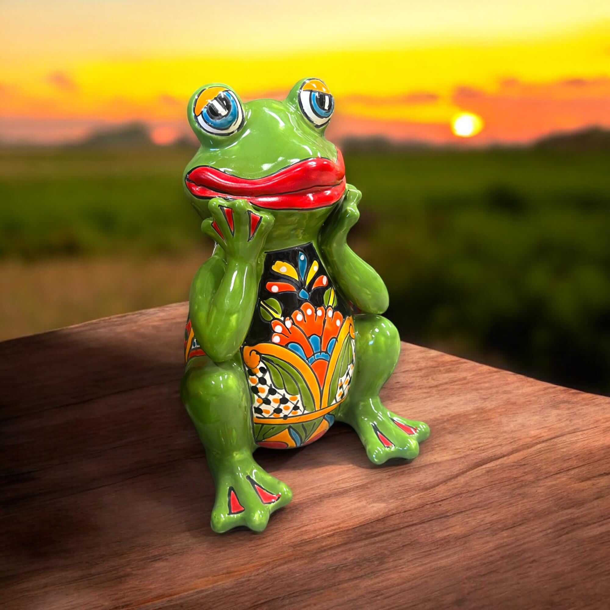 Talavera Frog Statue | Vibrant Hand - Painted Mexican Ceramic Art Talavera Statue La Vie Bien Talavera Frog Statue | Vibrant Hand - Painted Mexican Ceramic Art
