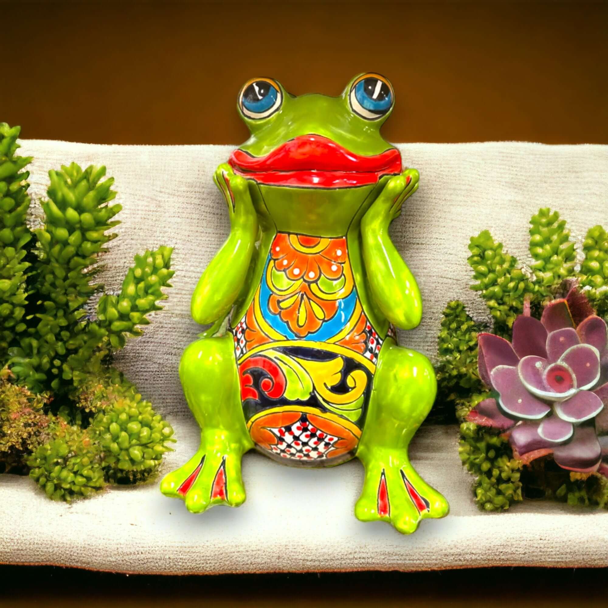 Talavera Frog Statue | Vibrant Hand - Painted Mexican Ceramic Art Talavera Statue La Vie Bien Talavera Frog Statue | Vibrant Hand - Painted Mexican Ceramic Art