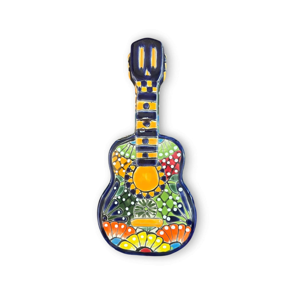 Talavera Guitar Statue | Hand-Painted Mexican Folk Art Decor Talavera Statue La Vie Bien Talavera Guitar Statue | Hand-Painted Mexican Folk Art Decor
