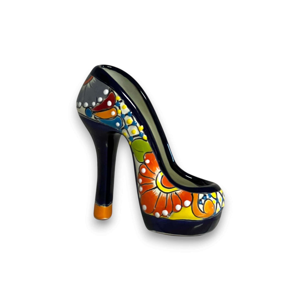 Talavera High Heel Statue | Colorful Handmade Mexican Decor