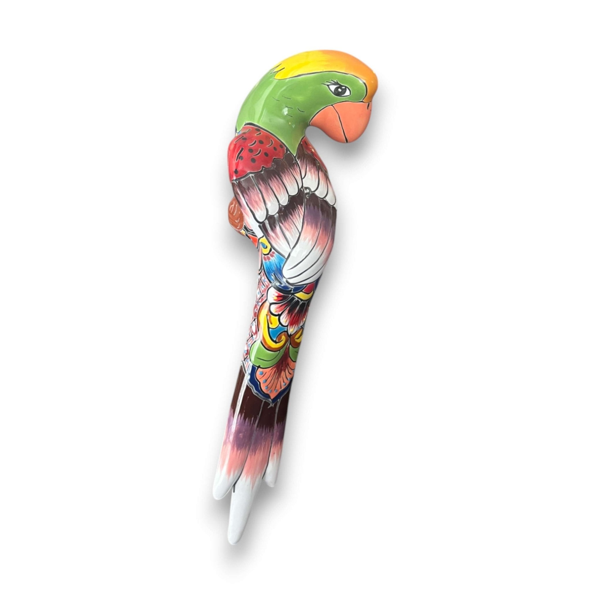 Talavera Hanging Parrot | Colorful Mexican Bird Talavera Statue La Vie Bien Talavera Hanging Parrot | Colorful Mexican Bird