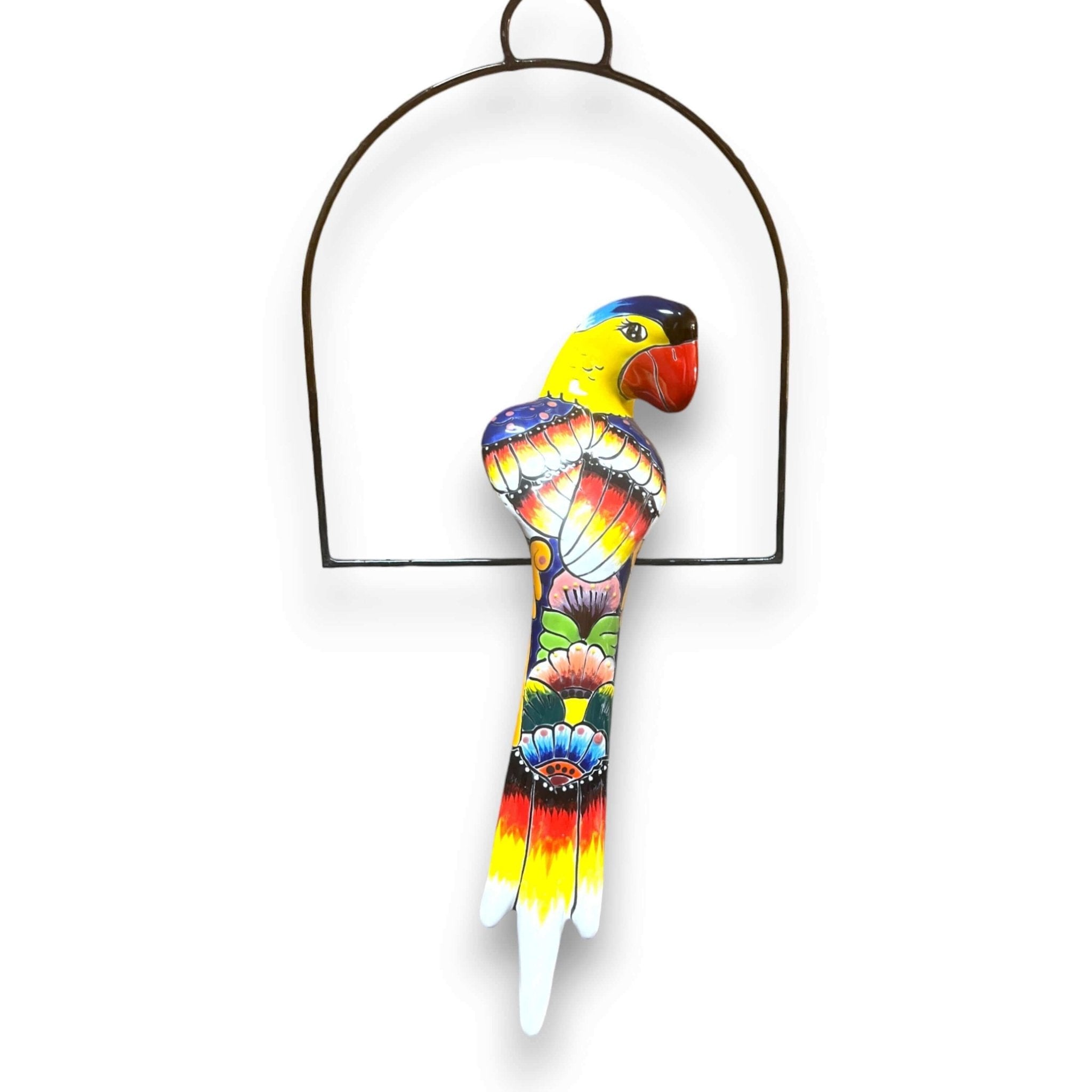 Talavera Hanging Parrot | Colorful Mexican Bird Talavera Statue La Vie Bien Talavera Hanging Parrot | Colorful Mexican Bird