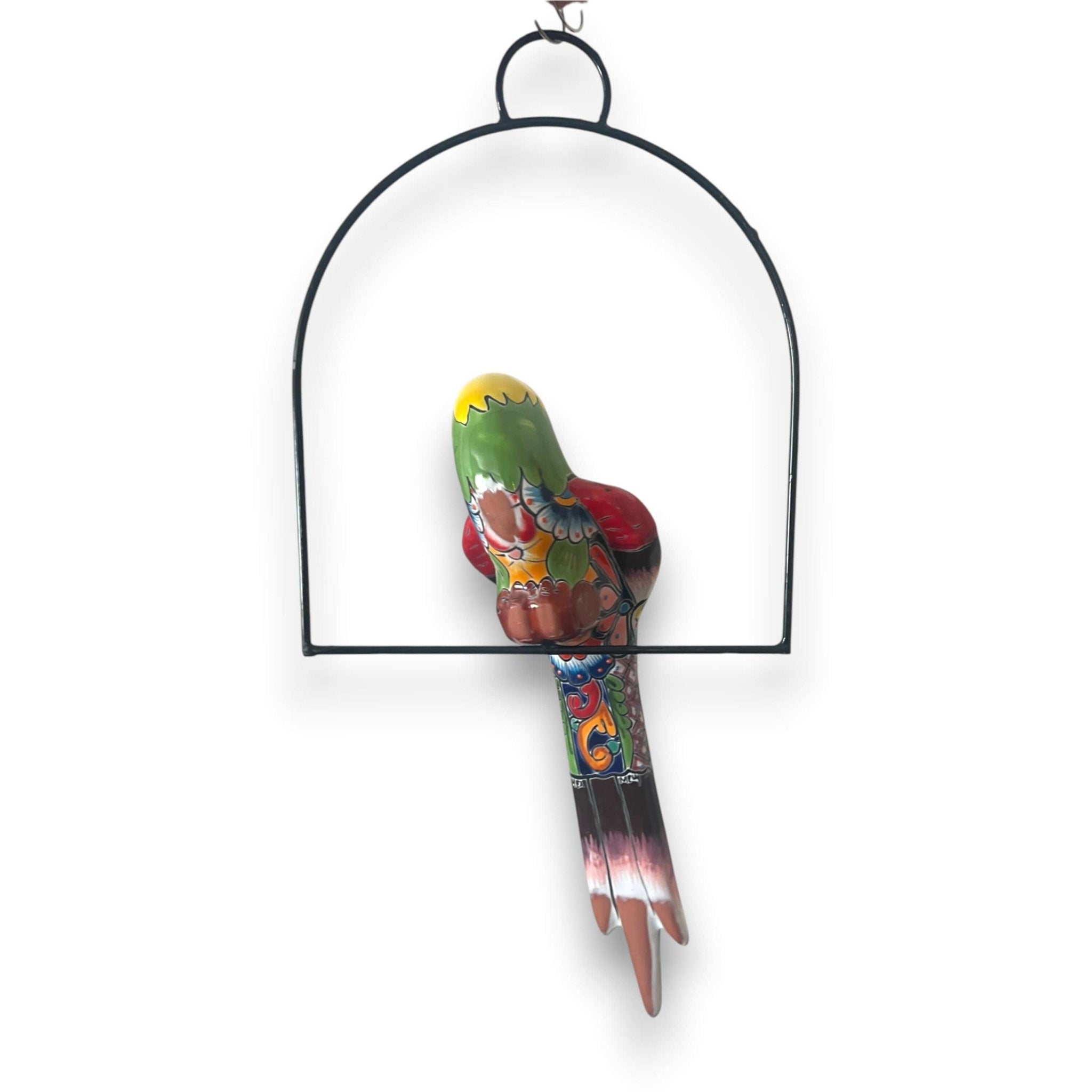 Talavera Hanging Parrot | Colorful Mexican Bird Talavera Statue La Vie Bien Talavera Hanging Parrot | Colorful Mexican Bird