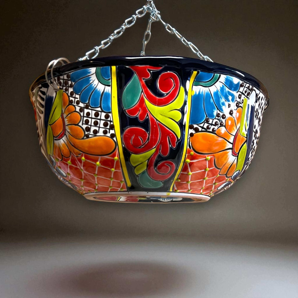 Talavera Hanging Planter | Colorful Hand - Painted Mexican Flower Pot Talavera Flower Pot La Vie Bien Talavera Hanging Planter | Colorful Hand - Painted Mexican Flower Pot