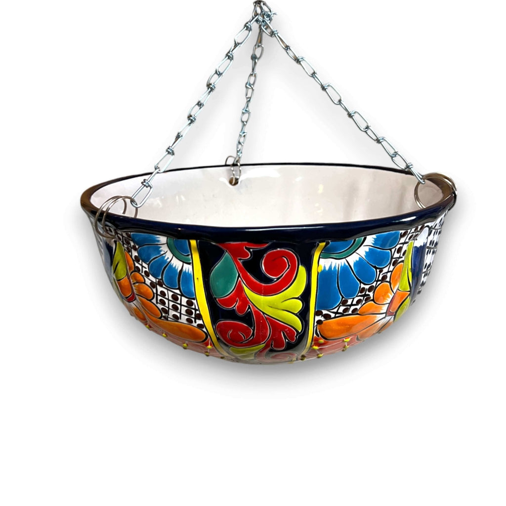 Talavera Hanging Planter | Colorful Hand - Painted Mexican Flower Pot Talavera Flower Pot La Vie Bien Talavera Hanging Planter | Colorful Hand - Painted Mexican Flower Pot