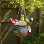 Talavera Hanging Planter with Birds | Small Handmade Ceramic Pot Talavera Planter La Vie Bien Talavera Hanging Planter with Birds | Small Handmade Ceramic Pot