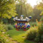 Talavera Hanging Planter with Birds | Small Handmade Ceramic Pot Talavera Planter La Vie Bien Talavera Hanging Planter with Birds | Small Handmade Ceramic Pot