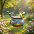 Talavera Hanging Planter with Birds | Small Handmade Ceramic Pot Talavera Planter La Vie Bien Talavera Hanging Planter with Birds | Small Handmade Ceramic Pot