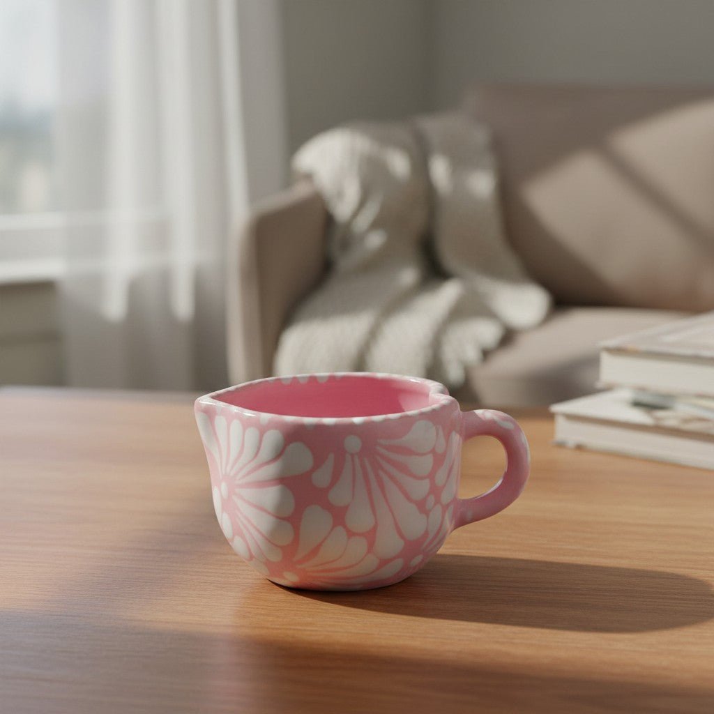 Talavera Heart Mug | Hand-Painted Pink Mexican Coffee Cup Talavera Mug La Vie Bien Talavera Heart Mug | Hand-Painted Pink Mexican Coffee Cup