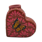 Talavera Heart Vase | Pink Monarch Butterfly Design Talavera Planter La Vie Bien Talavera Heart Vase | Pink Monarch Butterfly Design