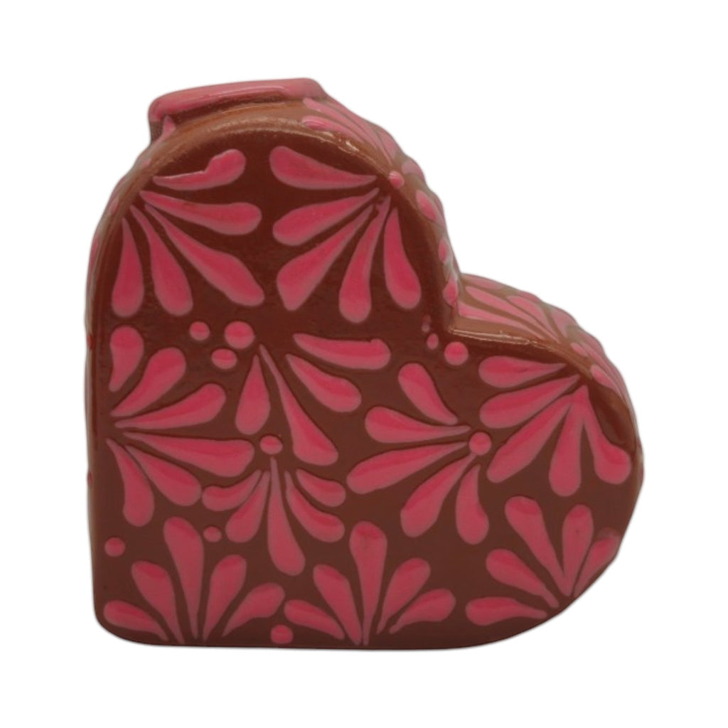Talavera Heart Vase | Pink Monarch Butterfly Design Talavera Planter La Vie Bien Talavera Heart Vase | Pink Monarch Butterfly Design
