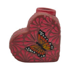 Talavera Heart Vase | Pink Monarch Butterfly Design Talavera Planter La Vie Bien Talavera Heart Vase | Pink Monarch Butterfly Design