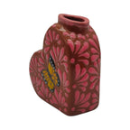 Talavera Heart Vase | Pink Monarch Butterfly Design Talavera Planter La Vie Bien Talavera Heart Vase | Pink Monarch Butterfly Design