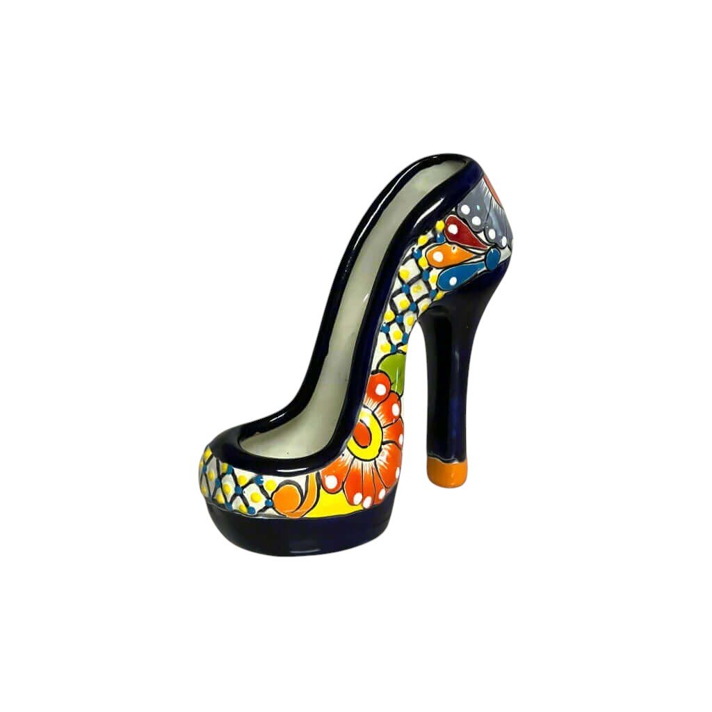 Talavera High Heel Statue | Colorful Handmade Mexican Decor Talavera Statue La Vie Bien Talavera High Heel Statue | Colorful Handmade Mexican Decor