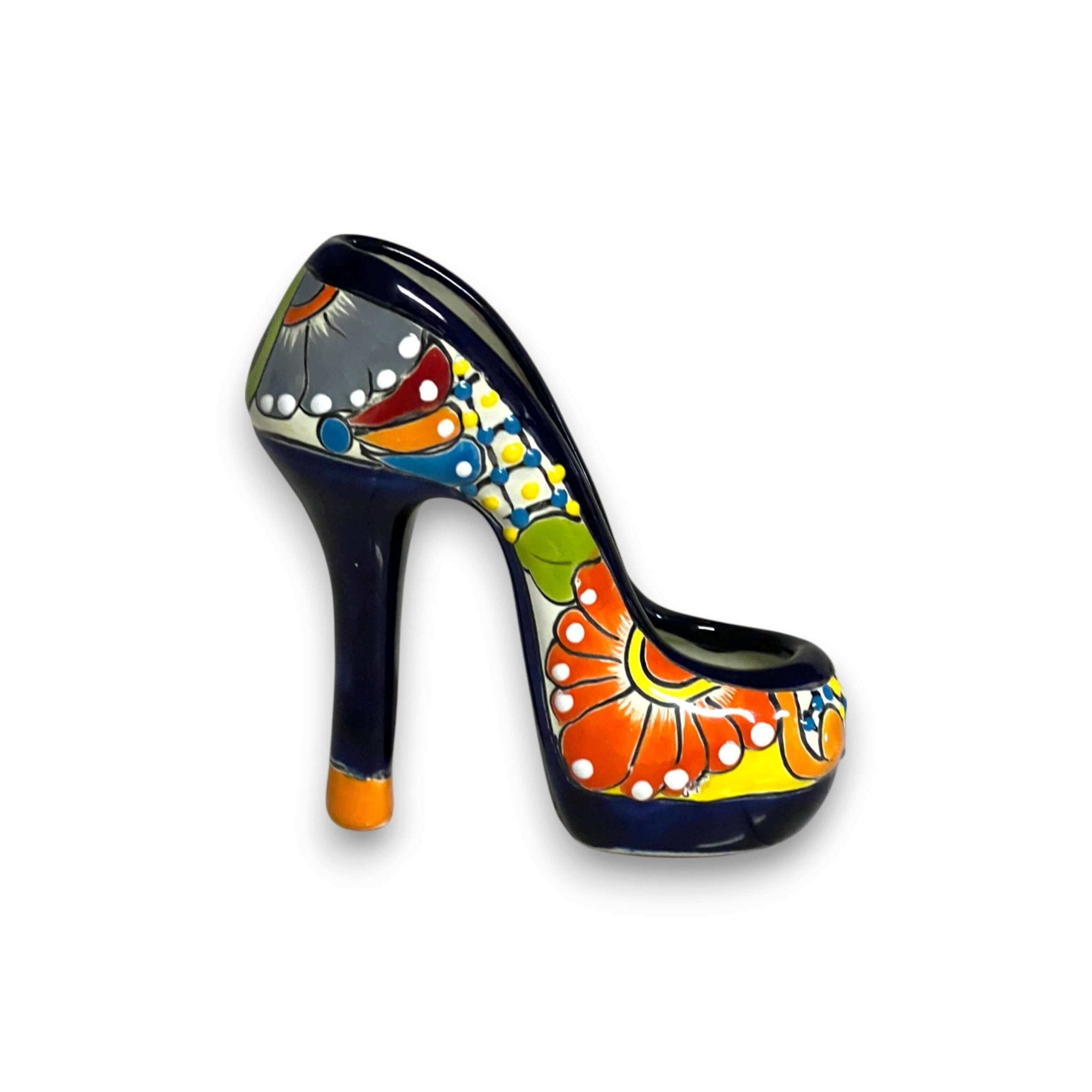 Talavera High Heel Statue | Colorful Handmade Mexican Decor Talavera Statue La Vie Bien Talavera High Heel Statue | Colorful Handmade Mexican Decor