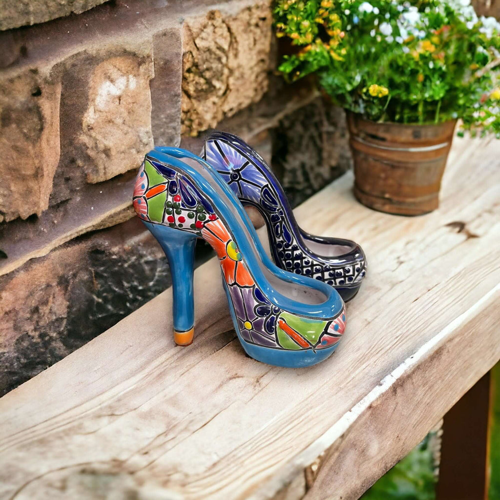 Talavera High Heel Statue | Colorful Handmade Mexican Decor Talavera Statue La Vie Bien Talavera High Heel Statue | Colorful Handmade Mexican Decor