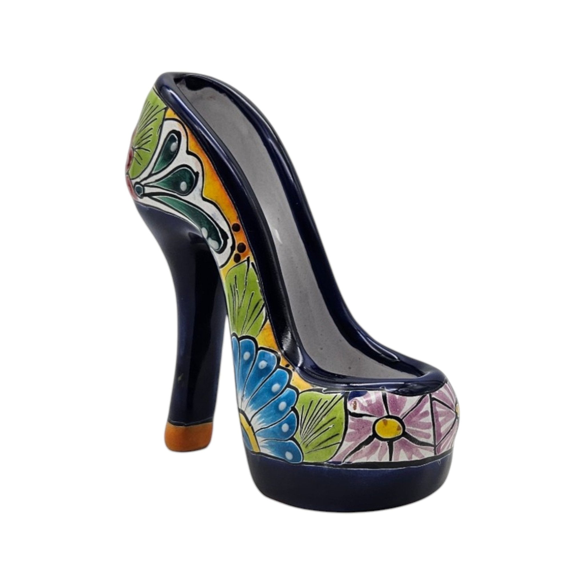 Talavera High Heel Statue | Colorful Handmade Mexican Decor Talavera Statue La Vie Bien Talavera High Heel Statue | Colorful Handmade Mexican Decor