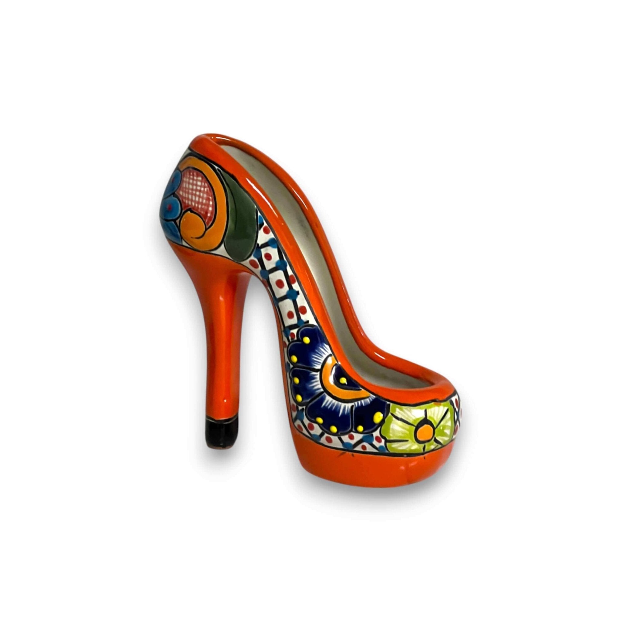 Talavera High Heel Statue | Colorful Handmade Mexican Decor Talavera Statue La Vie Bien Talavera High Heel Statue | Colorful Handmade Mexican Decor