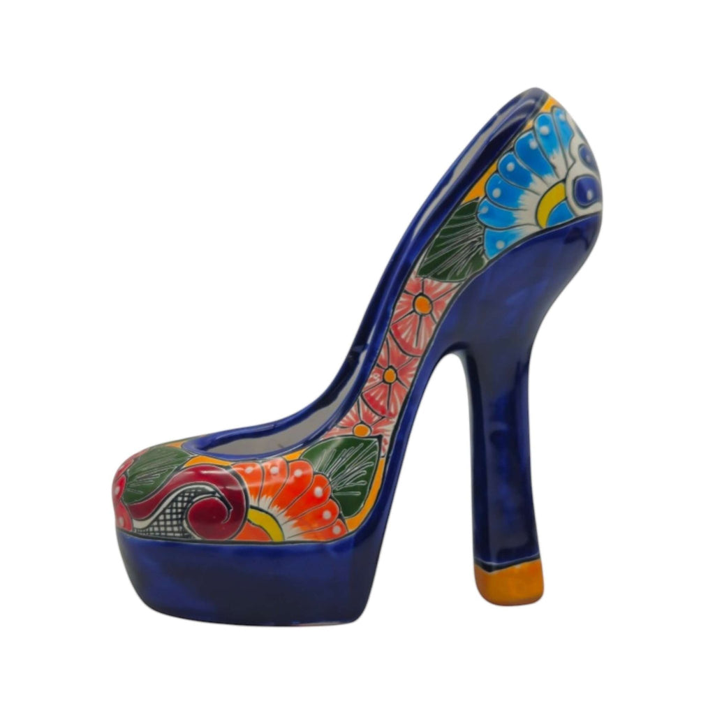 Talavera High Heel Statue | Multicolor Floral Design Talavera Statue La Vie Bien Talavera High Heel Statue | Multicolor Floral Design