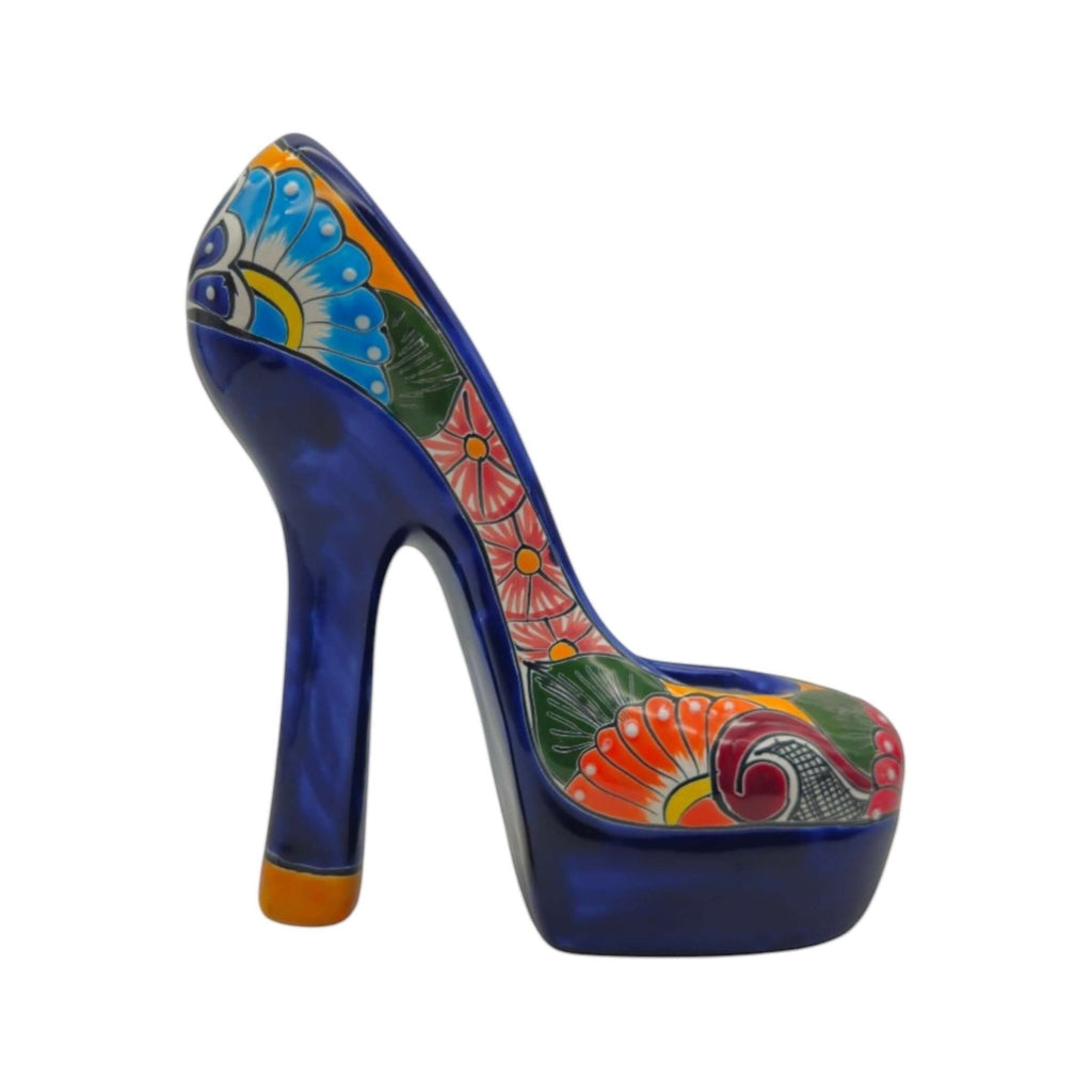 Talavera High Heel Statue | Multicolor Floral Design Talavera Statue La Vie Bien Talavera High Heel Statue | Multicolor Floral Design