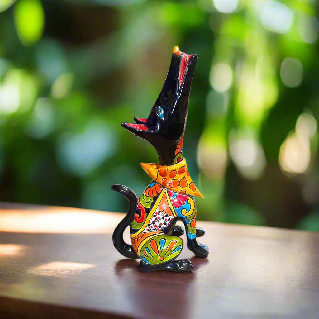 Talavera Howling Coyote Statue | Handmade Mexican Folk Art Talavera Statue La Vie Bien Talavera Howling Coyote Statue | Handmade Mexican Folk Art