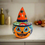 Talavera Jack - o' - Lantern | Mexican Pumpkin with Witches Hat Talavera Statue La Vie Bien Talavera Jack - o' - Lantern | Mexican Pumpkin with Witches Hat