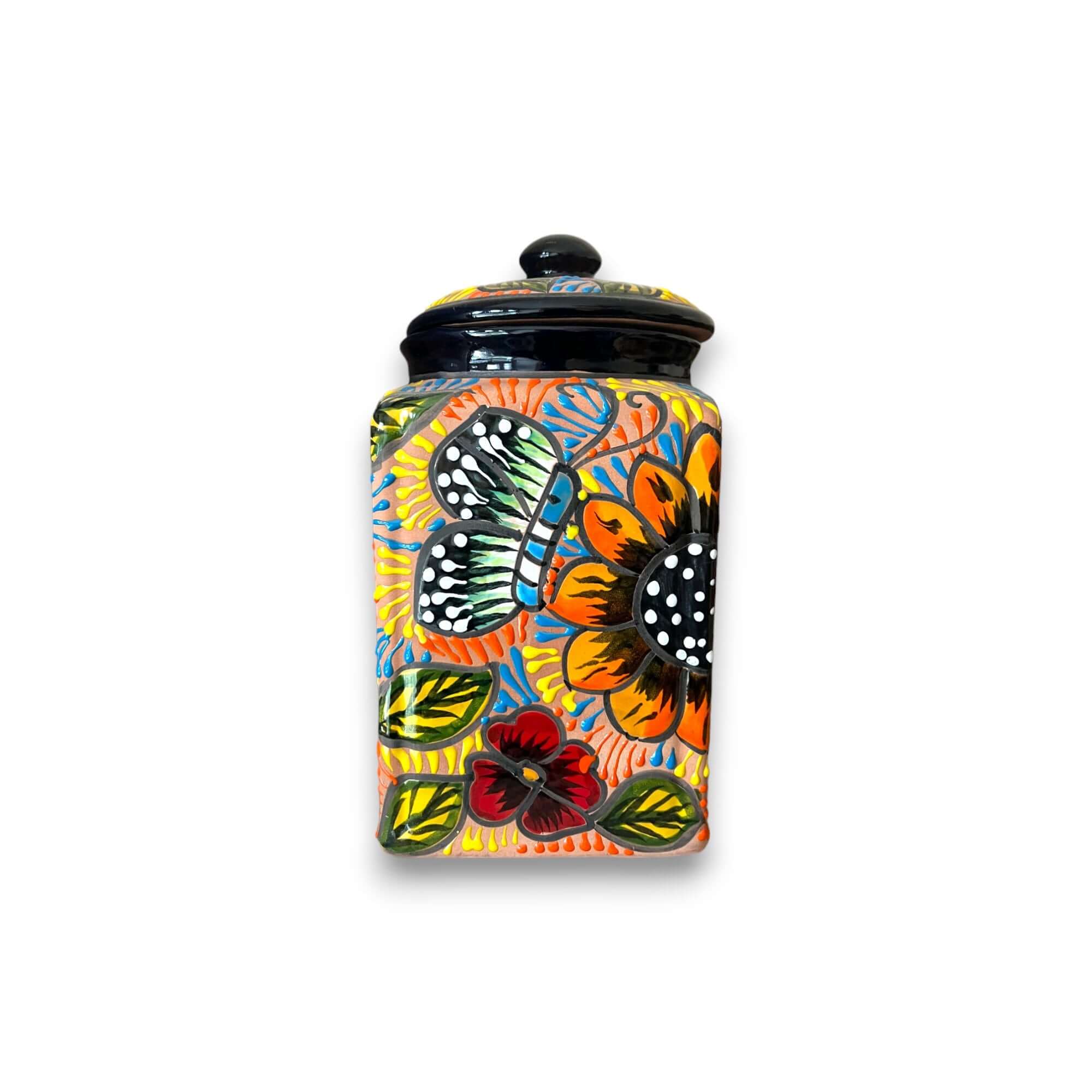 Talavera Kitchen Canister Set | Terracotta Mexican Pottery Trio Talavera Canister Set La Vie Bien Talavera Kitchen Canister Set | Terracotta Mexican Pottery Trio