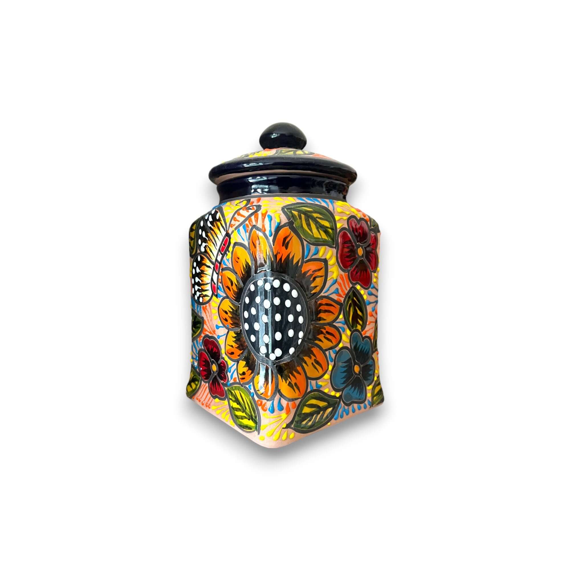 Talavera Kitchen Canister Set | Terracotta Mexican Pottery Trio Talavera Canister Set La Vie Bien Talavera Kitchen Canister Set | Terracotta Mexican Pottery Trio