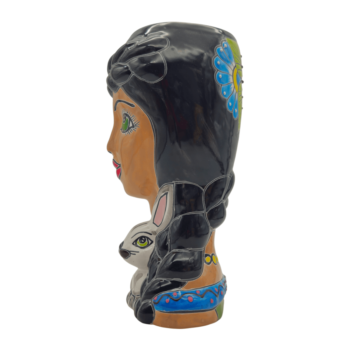 Talavera Lady & Bunny Planter | Colorful Mexican Decor Talavera Planter La Vie Bien Talavera Lady & Bunny Planter | Colorful Mexican Decor