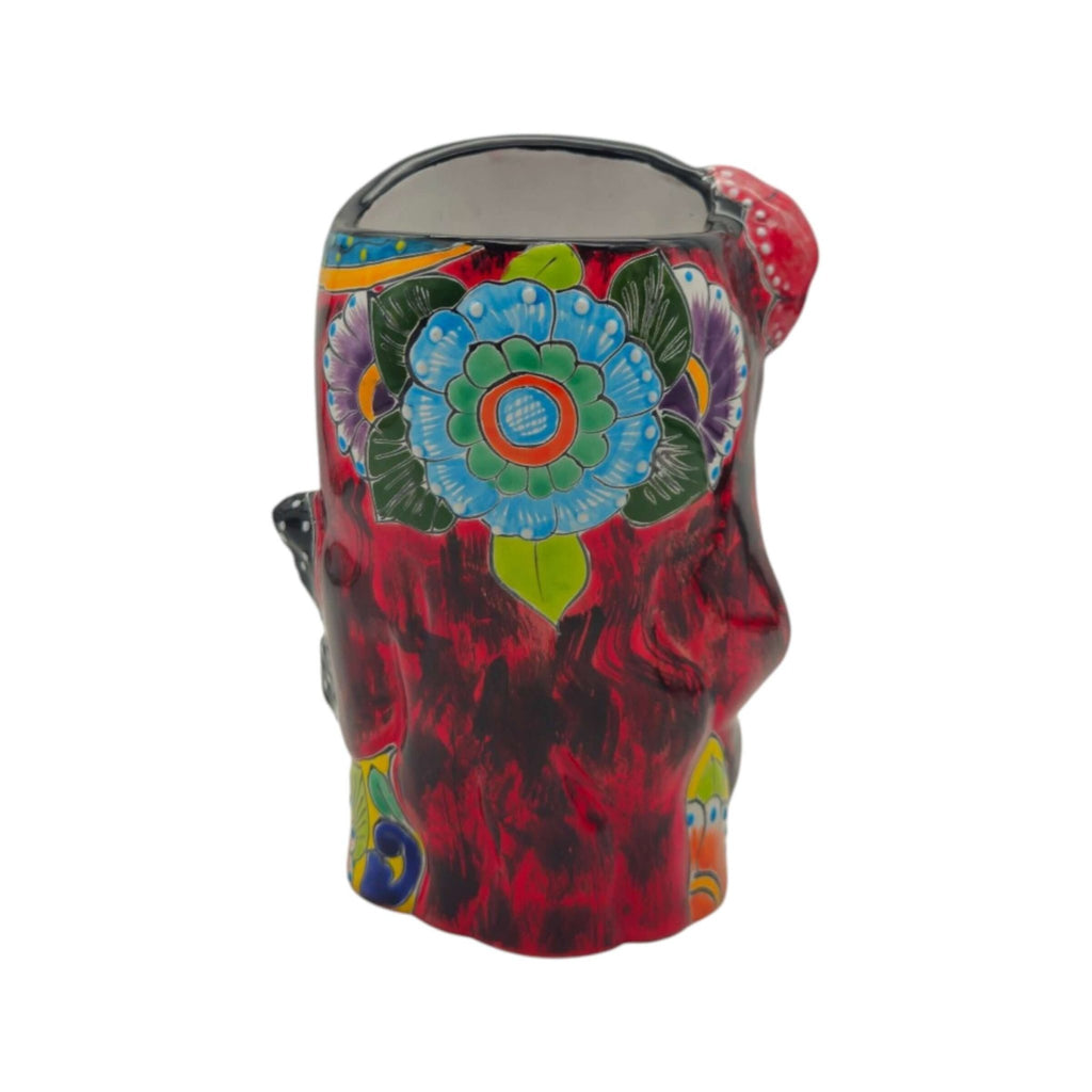 Talavera Lady Head Planter | Butterfly Design Talavera Planter La Vie Bien Talavera Lady Head Planter | Butterfly Design