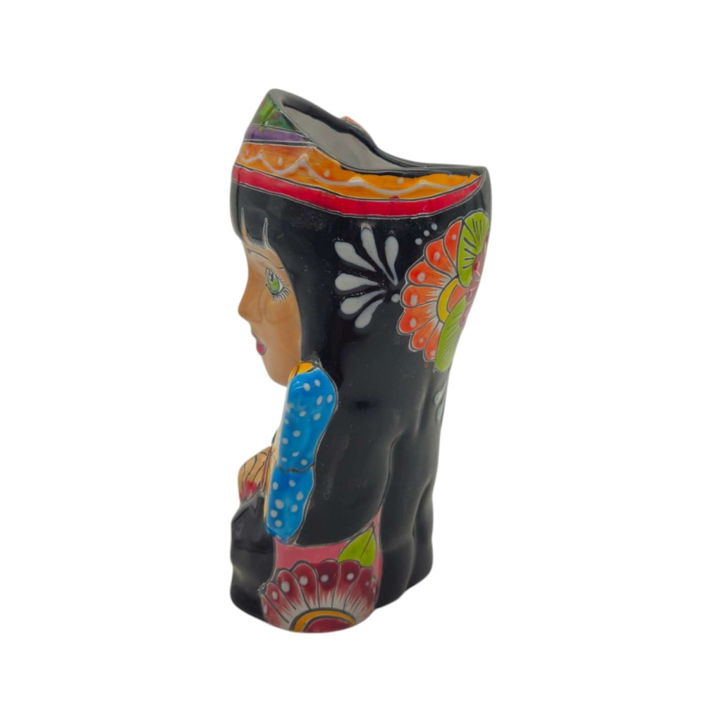 Talavera Lady Head Planter | Butterfly Design Talavera Planter La Vie Bien Talavera Lady Head Planter | Butterfly Design