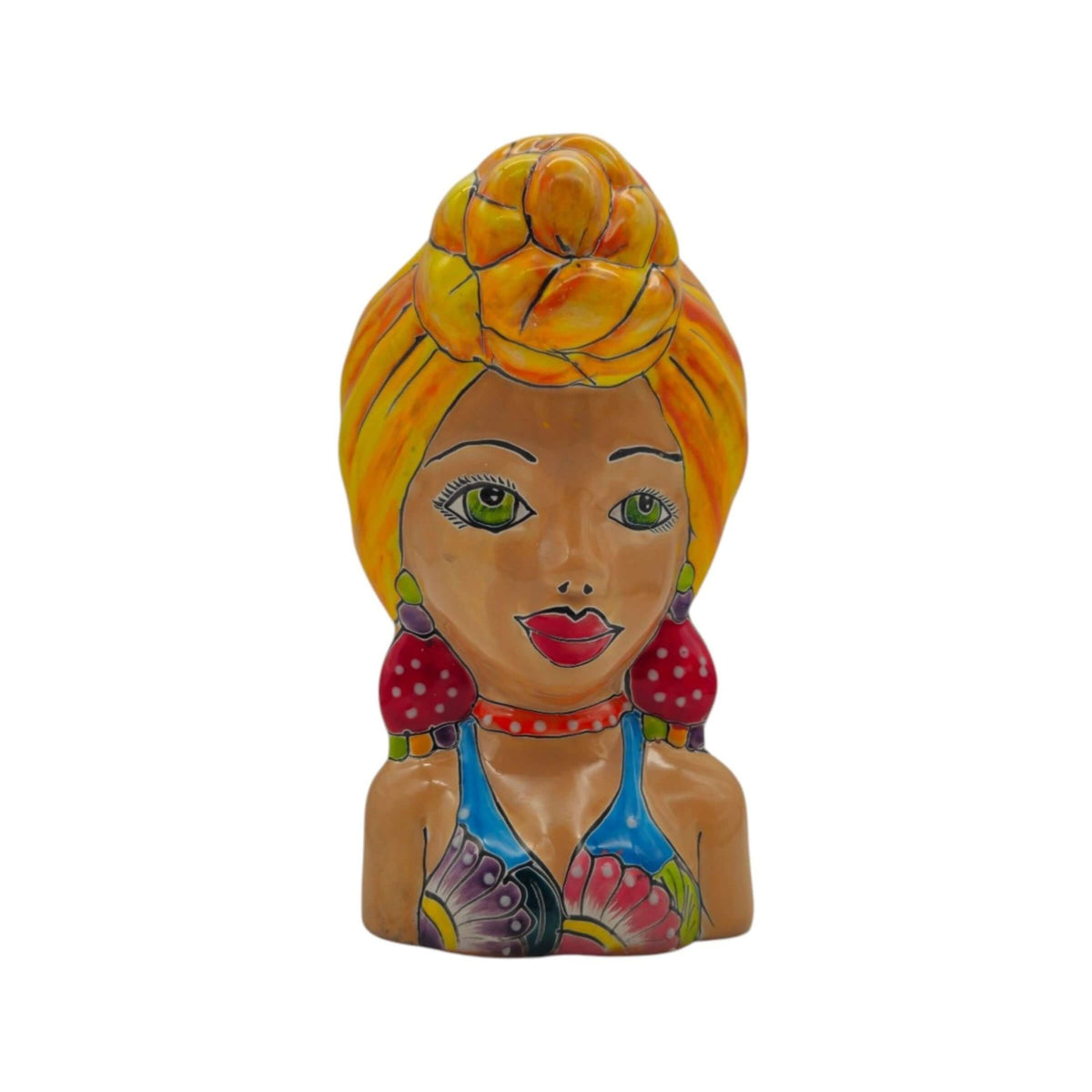 Talavera Lady Head Planter | Colorful Hand-Painted Decor Talavera Planter La Vie Bien Talavera Lady Head Planter | Colorful Hand-Painted Decor