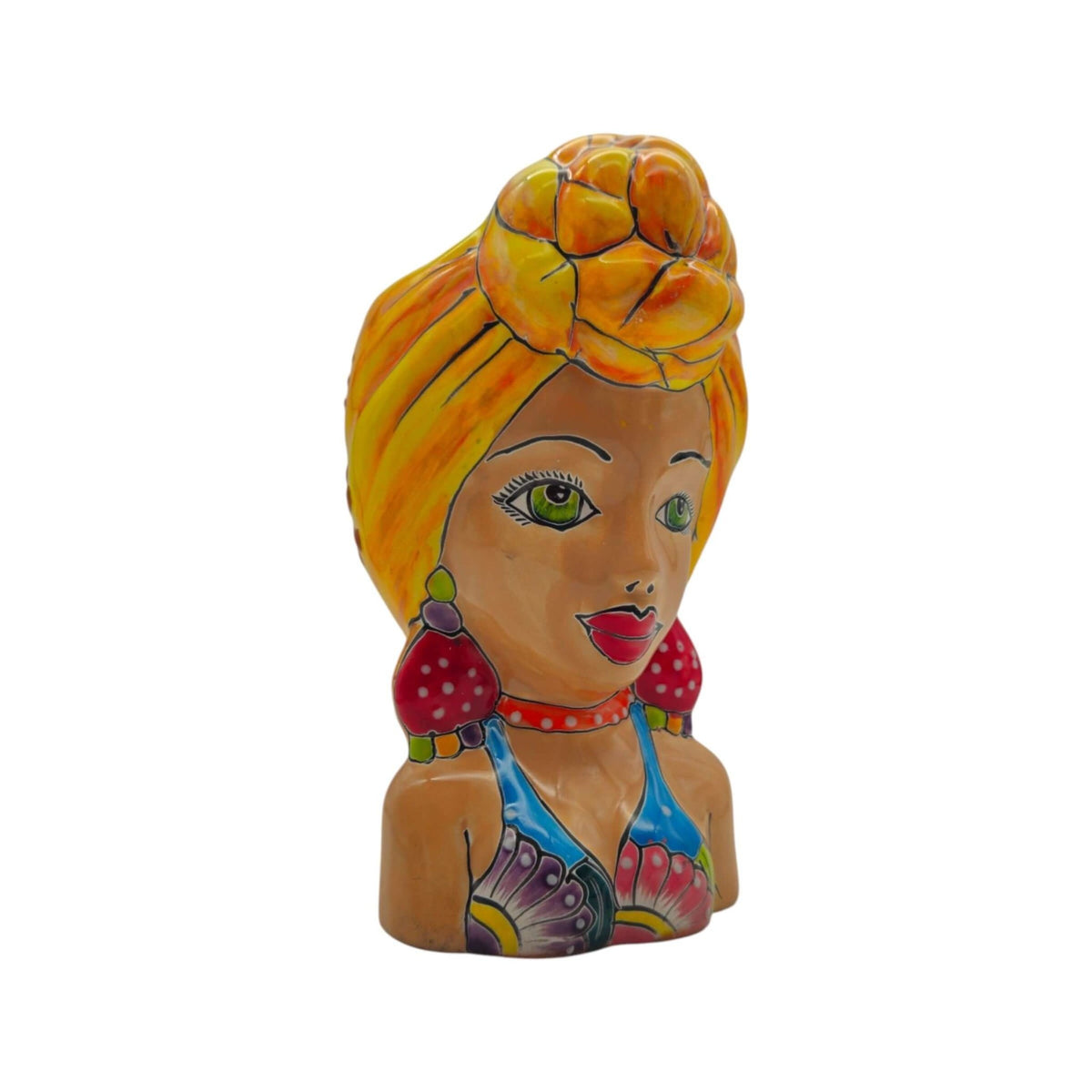 Talavera Lady Head Planter | Colorful Hand-Painted Decor Talavera Planter La Vie Bien Talavera Lady Head Planter | Colorful Hand-Painted Decor