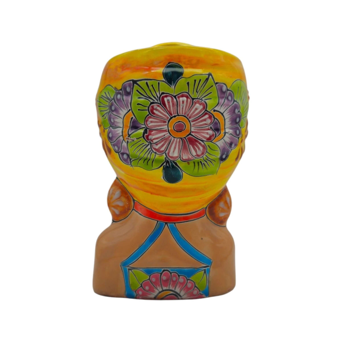 Talavera Lady Head Planter | Colorful Hand-Painted Decor Talavera Planter La Vie Bien Talavera Lady Head Planter | Colorful Hand-Painted Decor