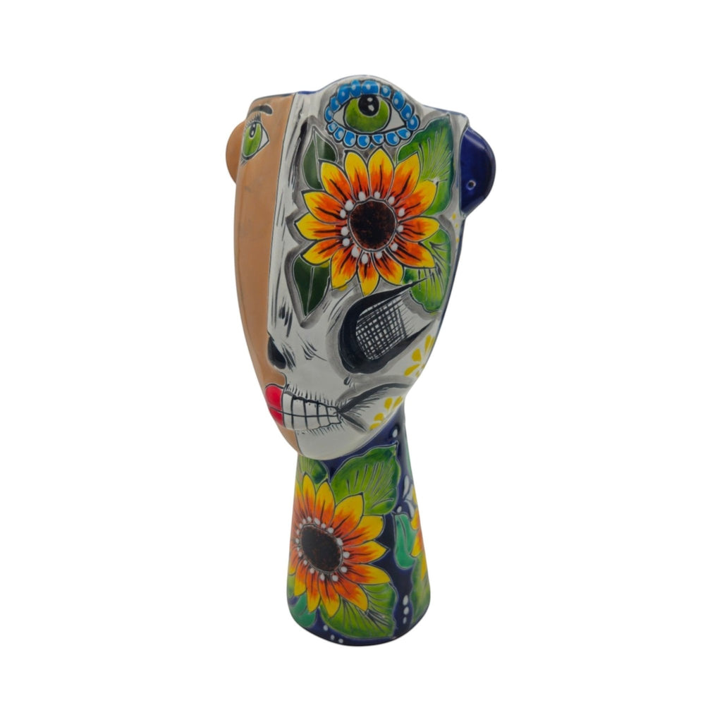 Talavera Lady Planter | Day of the Dead Face Design Talavera Planter La Vie Bien Talavera Lady Planter | Day of the Dead Face Design
