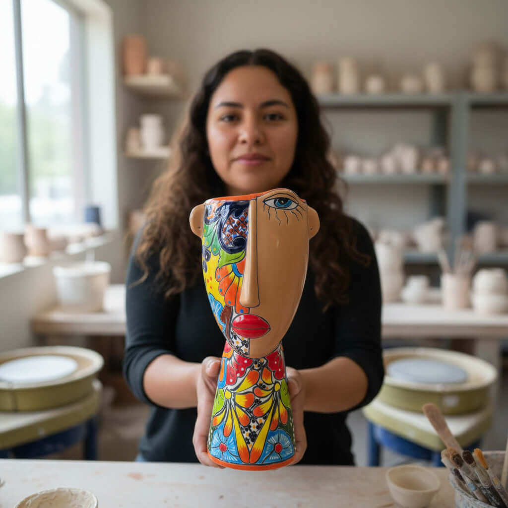 Talavera Lady Planter | Handcrafted Mexican Folk Art Talavera Planter La Vie Bien Talavera Lady Planter | Handcrafted Mexican Folk Art