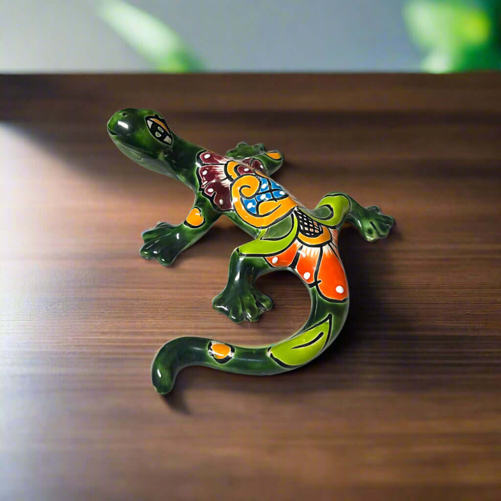 Talavera Lizard Figurine | Hand - Painted Mexican Ceramic Sculpture Talavera Figurine La Vie Bien Talavera Lizard Figurine | Hand - Painted Mexican Ceramic Sculpture