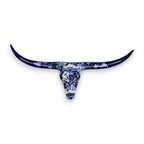 Talavera Longhorn Skull | Blue & White Mexican Wall Art Talavera Wall Art La Vie Bien Talavera Longhorn Skull | Blue & White Mexican Wall Art