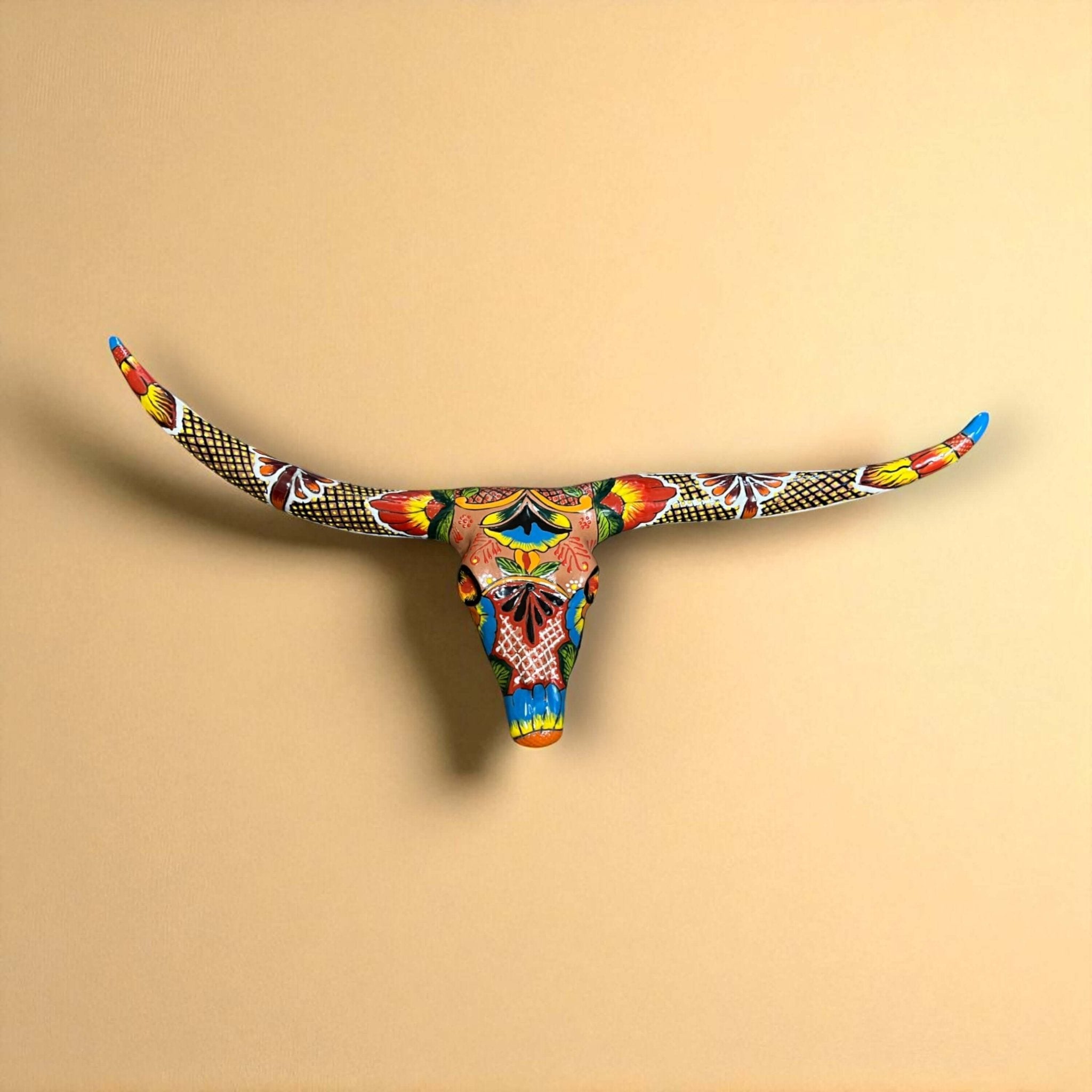 Talavera Longhorn Skull | Handmade Mexican Bull Wall Art Talavera Wall Art La Vie Bien Talavera Longhorn Skull | Handmade Mexican Bull Wall Art