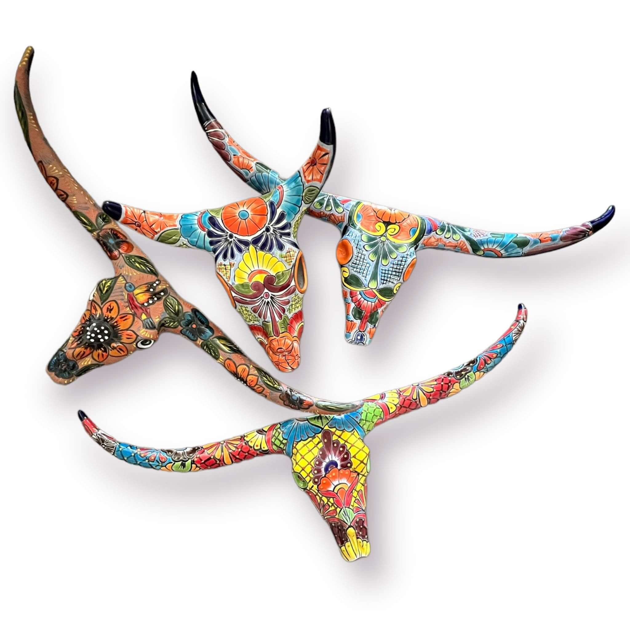 Talavera Longhorn Skull | Handmade Mexican Bull Wall Art Talavera Wall Art La Vie Bien Talavera Longhorn Skull | Handmade Mexican Bull Wall Art