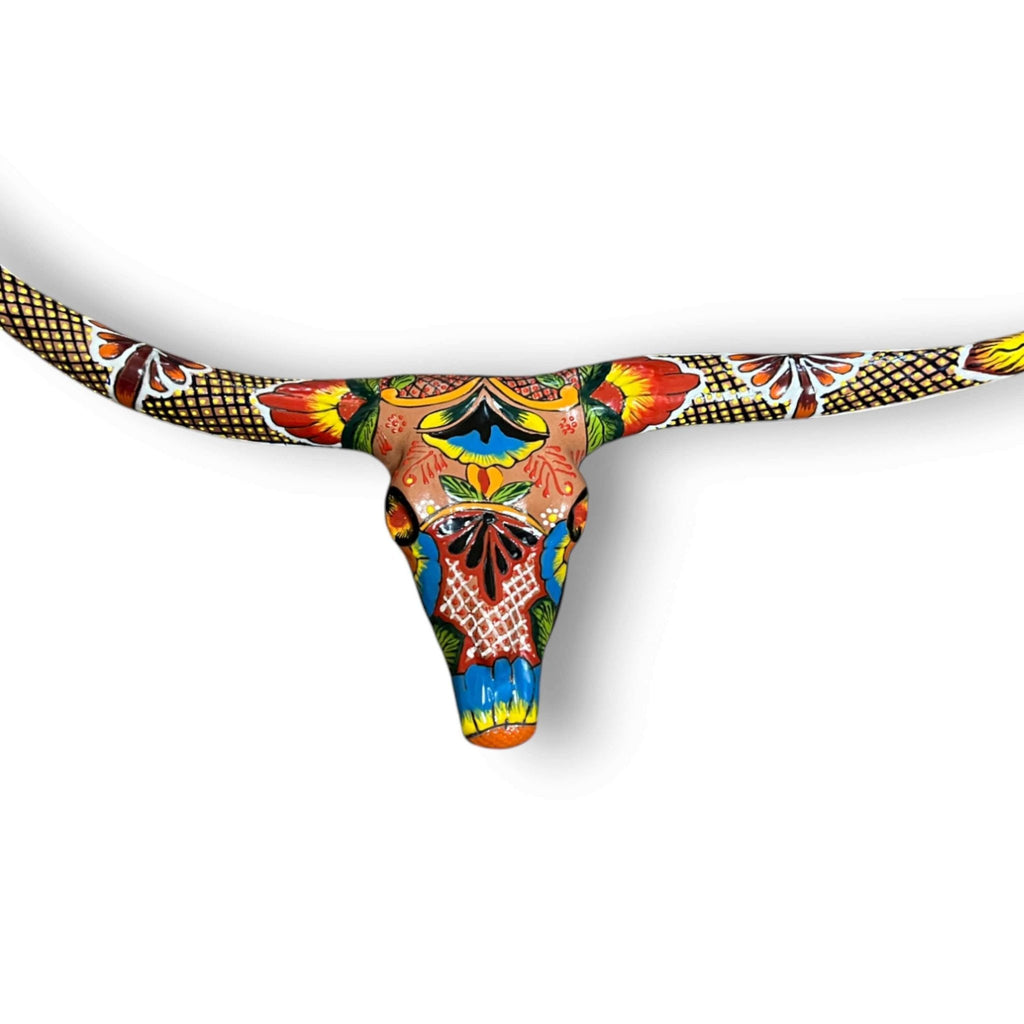 Talavera Longhorn Skull | Handmade Mexican Bull Wall Art Talavera Wall Art La Vie Bien Talavera Longhorn Skull | Handmade Mexican Bull Wall Art