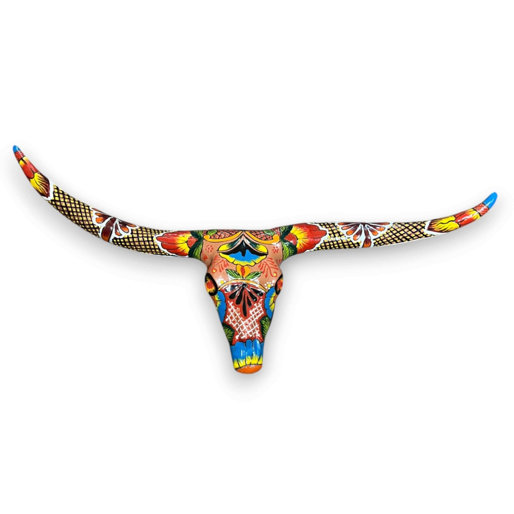 Talavera Longhorn Skull | Handmade Mexican Bull Wall Art Talavera Wall Art La Vie Bien Talavera Longhorn Skull | Handmade Mexican Bull Wall Art