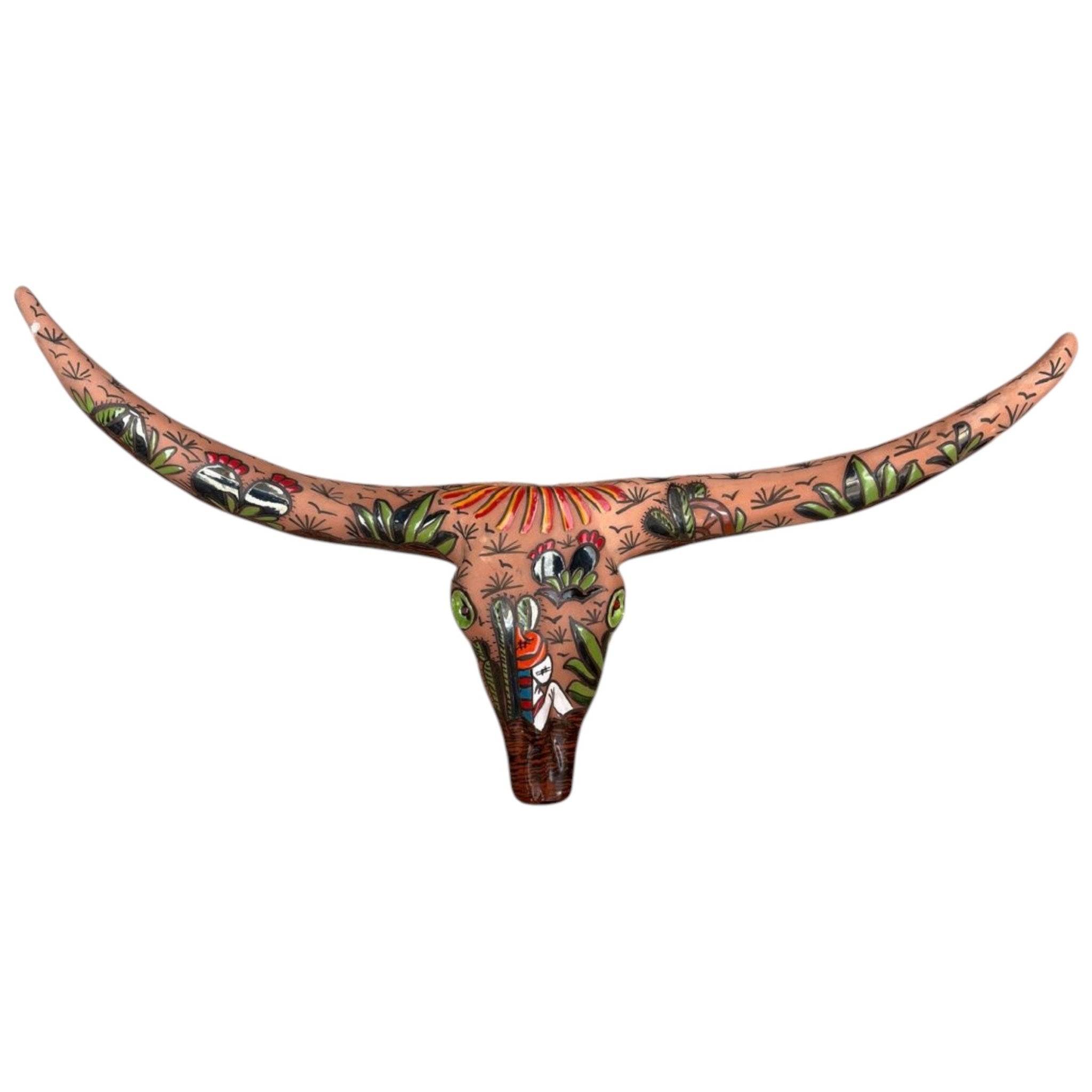 Talavera Longhorn Skull | Terracotta Desert Design Talavera Wall Art La Vie Bien Talavera Longhorn Skull | Terracotta Desert Design